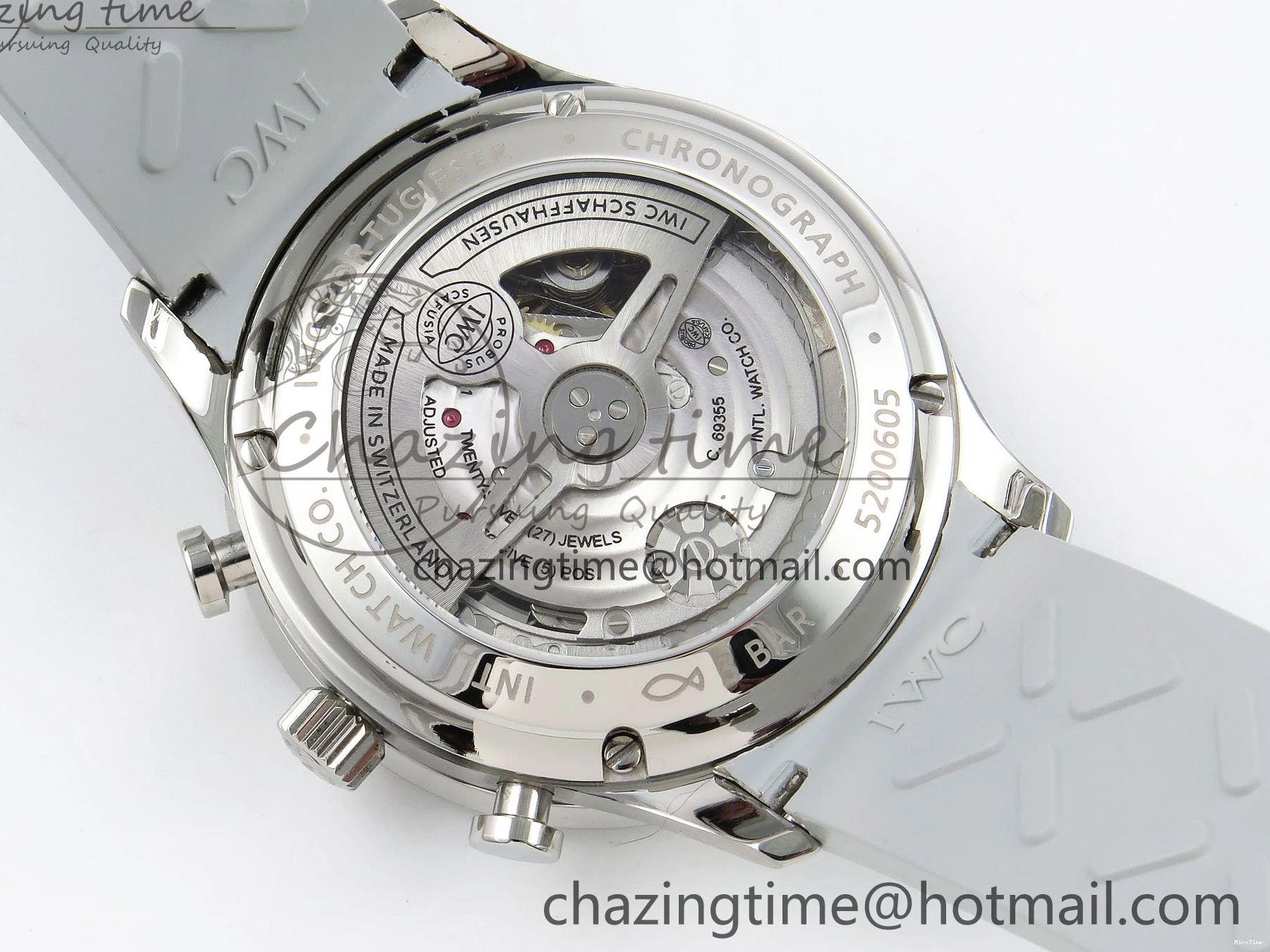 MIROTIME 1228 Portuguese Chrono IW3716 Z+F 1:1 Best Edition White Dial on Gray Rubber Strap A WrinkleFree 7014
